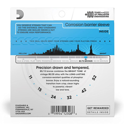 D'ADDARIO EZ910 85/15 BRONZE LIGHT (11-52) струни для акустичної гітари